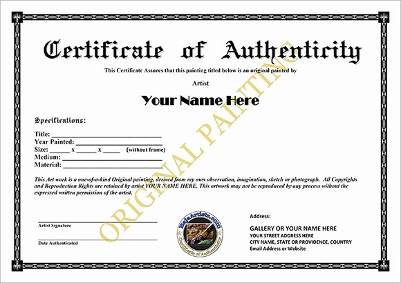 Certificate Of Authenticity Template Beautiful 6 Certificate Authenticity Templates Website