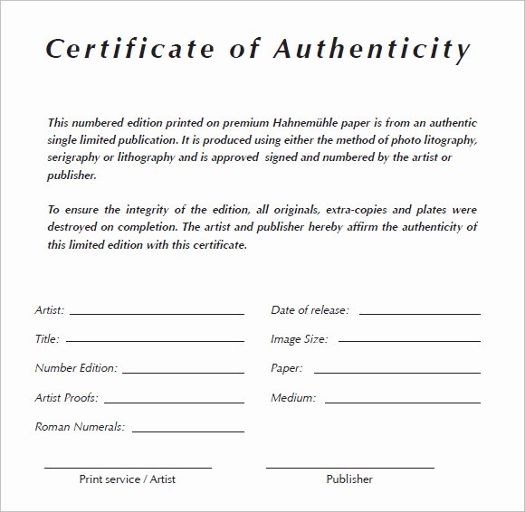 Certificate Of Authenticity Template Best Of 6 Certificate Authenticity Templates Website