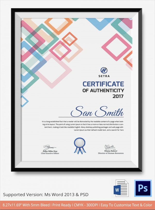 Certificate Of Authenticity Template Inspirational Sample Certificate Of Authenticity Template 36