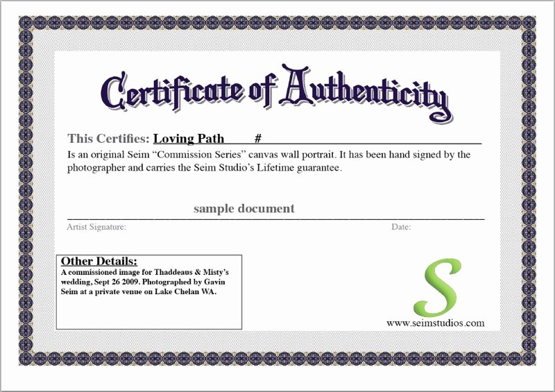 Certificate Of Authenticity Template Lovely Certificate Authenticity Template