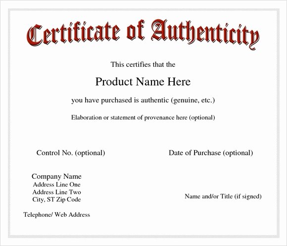 Certificate Of Authenticity Template Lovely Certificate Authenticity Template