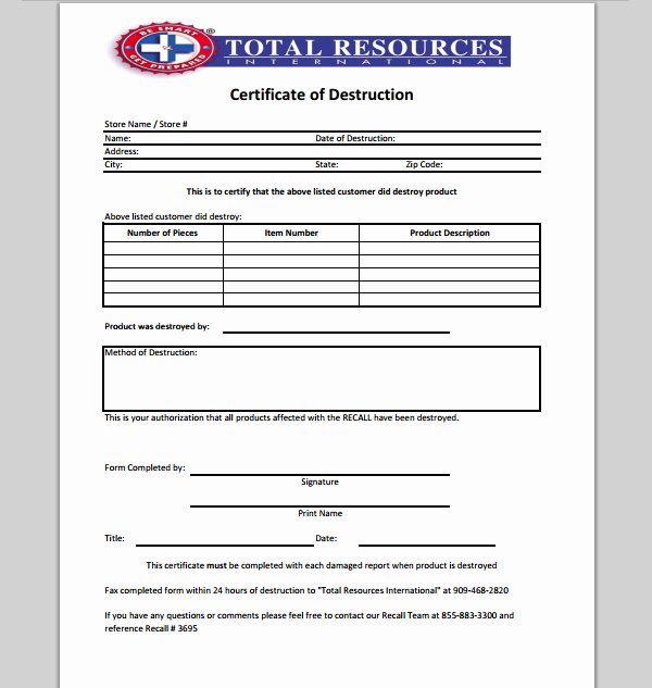 Certificate Of Data Destruction Template Beautiful 21 Of Records Destruction Log Template