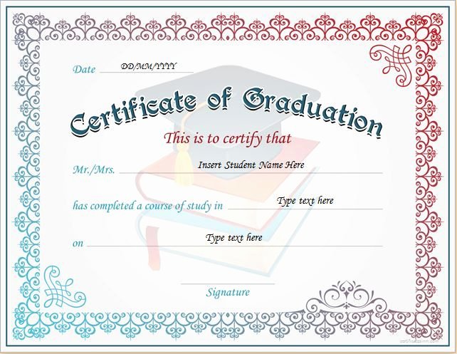 Certificate Of Data Destruction Template New Certificate Of Graduation for Ms Word Download at