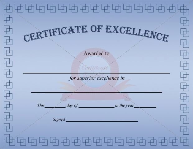 Certificate Of Excellence Template Best Of Excellence Certificate Blue Template