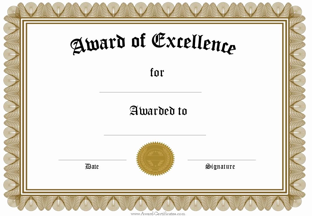 Certificate Of Excellence Template Fresh 43 formal and Informal Editable Certificate Template