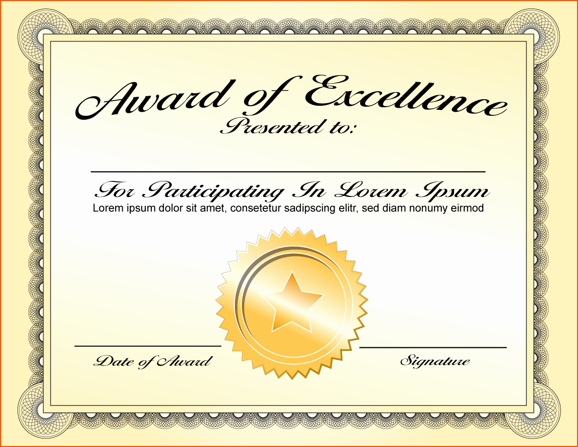 Certificate Of Excellence Template Lovely 8 Awards Certificate Template Bookletemplate