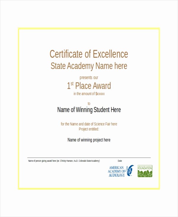 Certificate Of Excellence Template Lovely Excellence Certificate Template 22 Word Pdf Psd