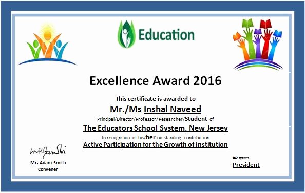 Certificate Of Excellence Template Lovely Ms Word Education Excellence Award Certificate Template