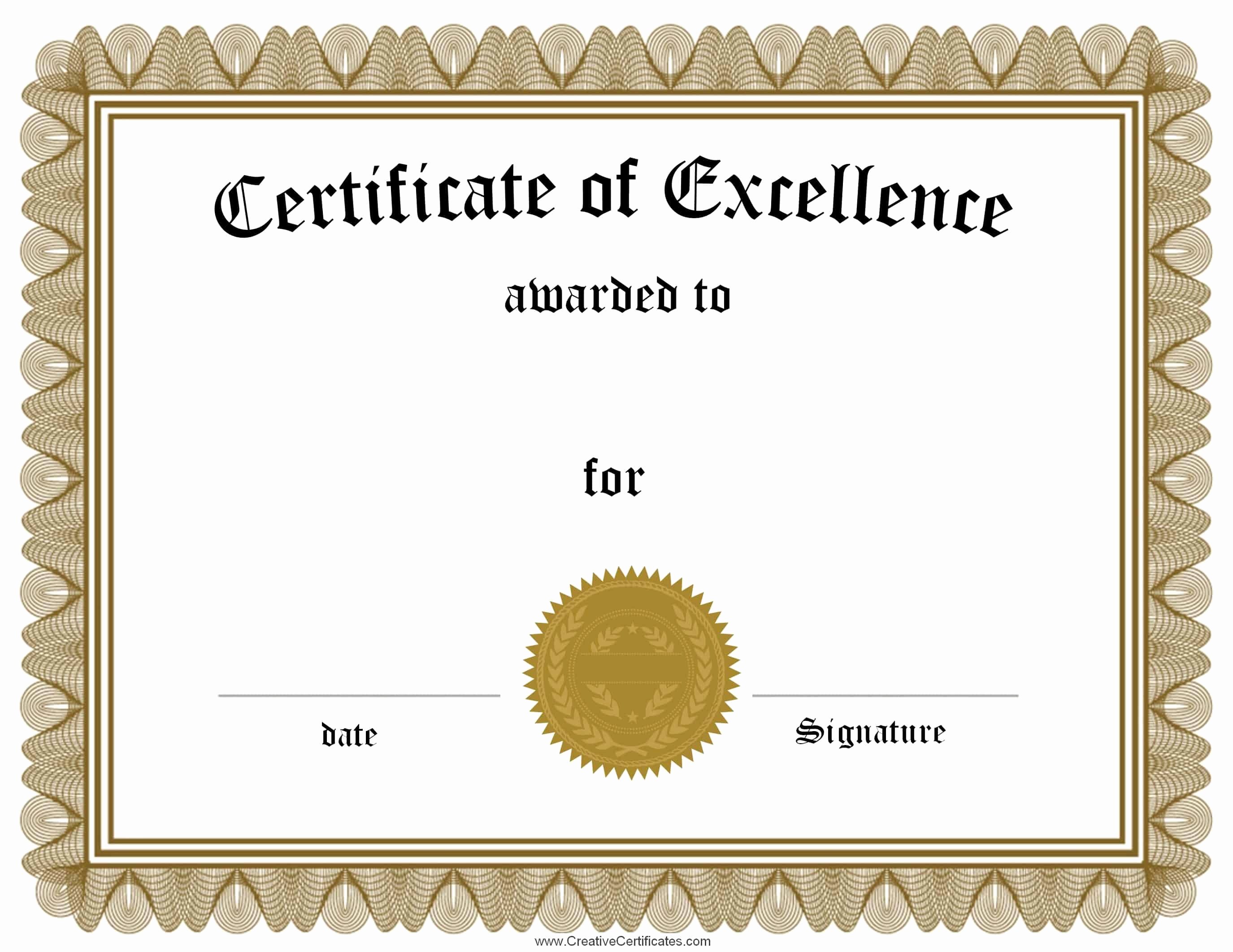Certificate Of Excellence Template Unique Free Customizable Certificate Of Achievement