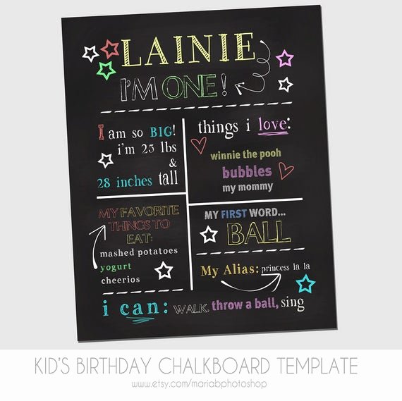 Chalkboard Birthday Sign Template Awesome Child S First Birthday Chalkboard Template Marketing