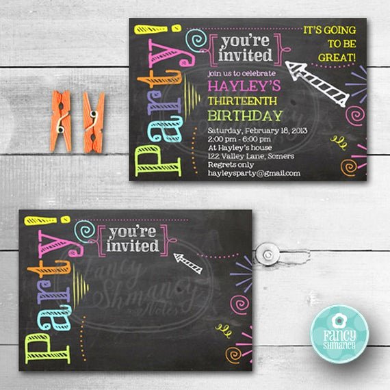 Chalkboard Birthday Sign Template Lovely Birthday Invitation Chalkboard Invitation Neon Colors