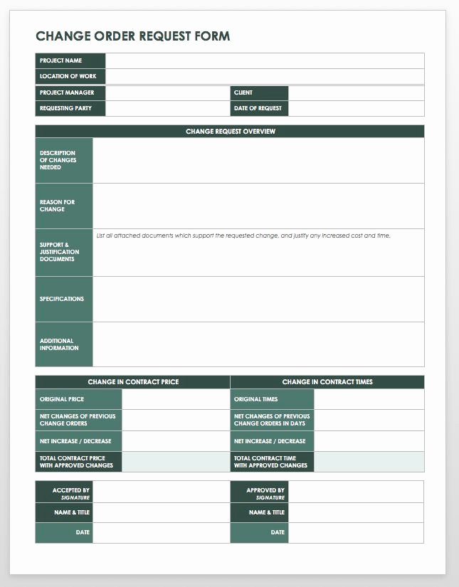 Change order Template Excel Awesome 15 Free Work order Templates