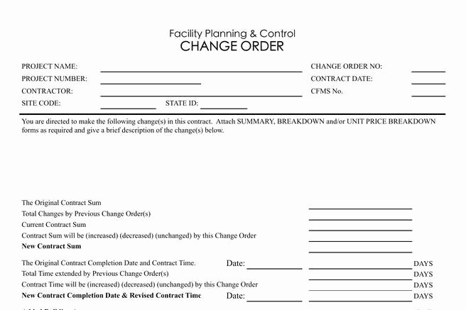 Change order Template Excel Luxury 11 Change order Template Free Download