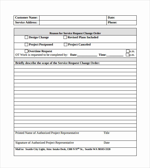 Change order Template Excel New 11 Change order Samples