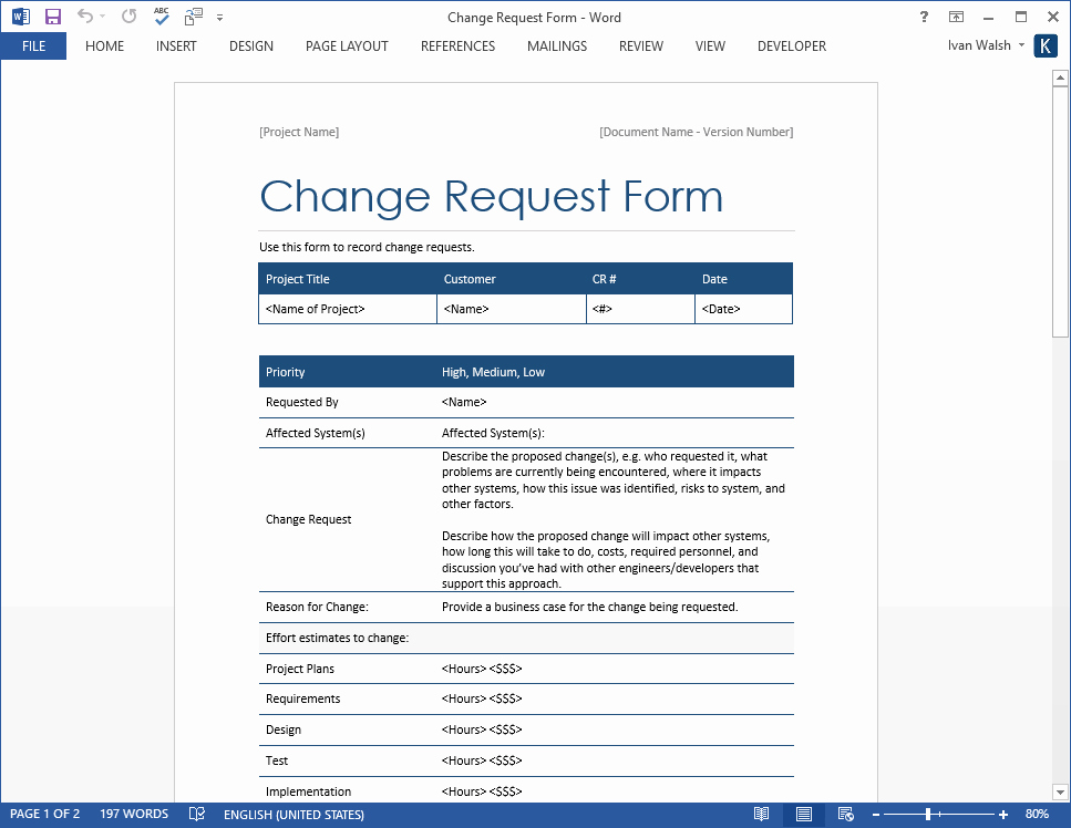 Change order Template Word Beautiful Change Request form Templates – Ms Excel Word – software