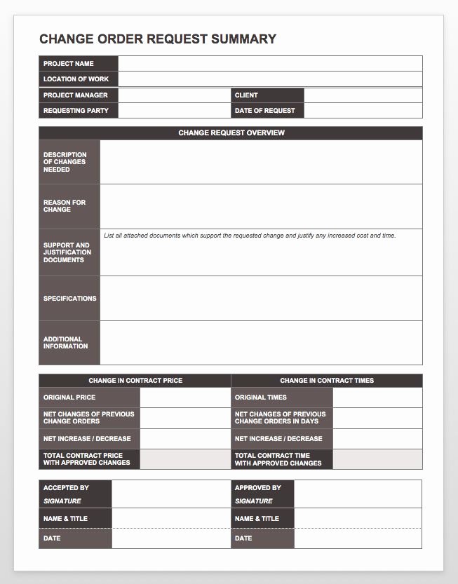 Change order Template Word Fresh Plete Collection Of Free Change order forms