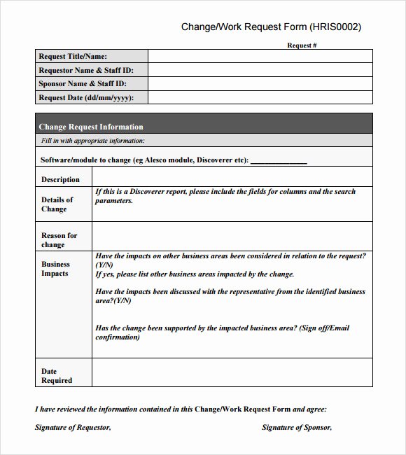 Change order Template Word Inspirational Sample Change Request 7 Documents In Pdf Word