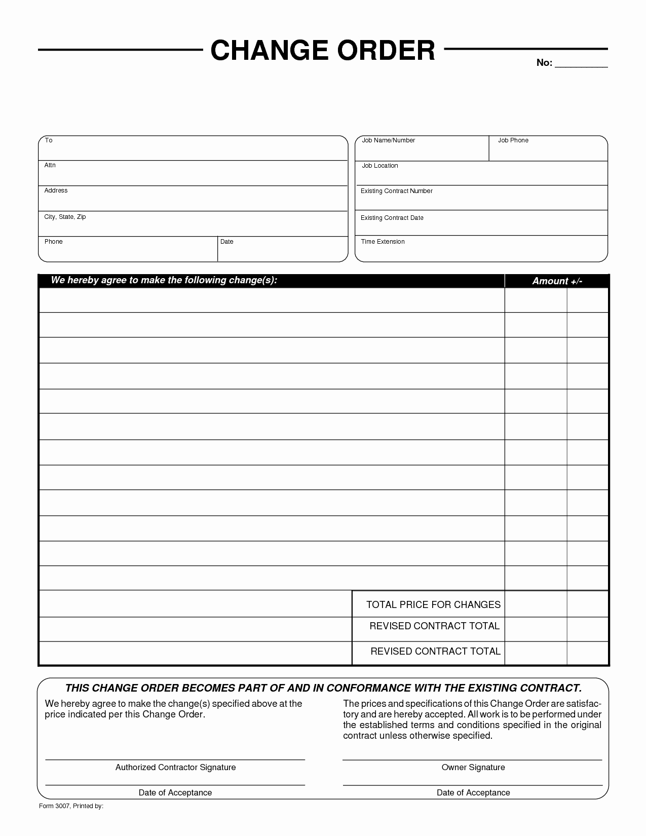 Change order Template Word New Change Of order form by Liferetreat Change order form