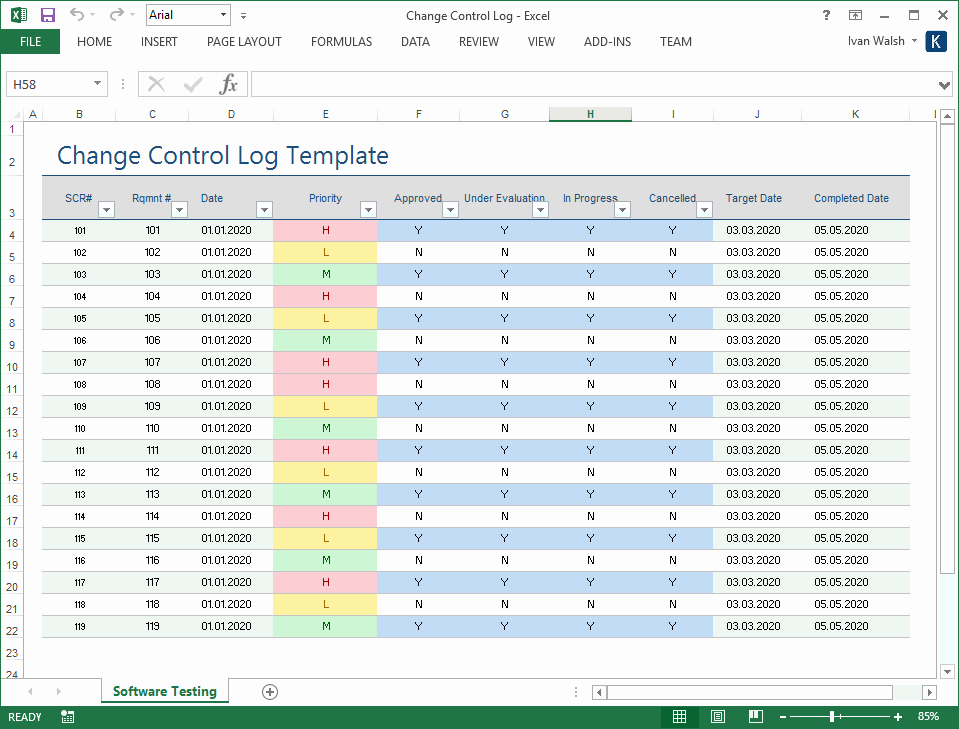 Change Request form Template Excel Awesome Change Control Log – Ms Excel Word – software Testing Template