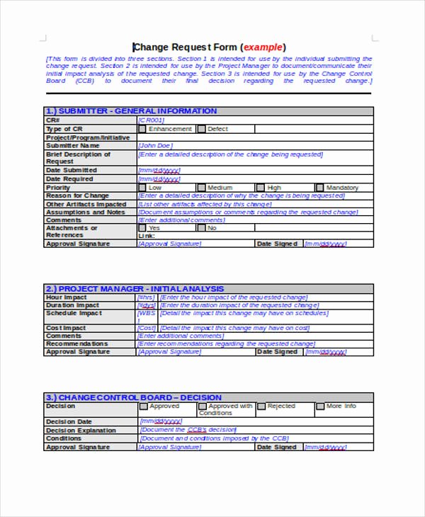 Change Request form Template Excel Inspirational Request form Template