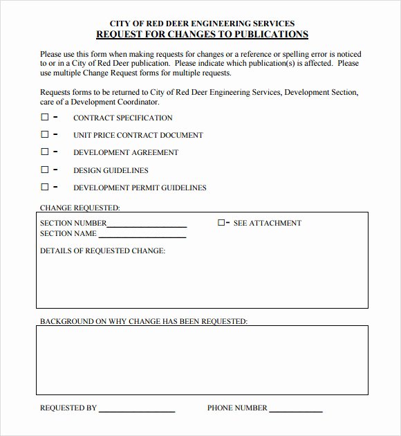 Change Request form Template Excel Luxury Sample Change Request 7 Documents In Pdf Word