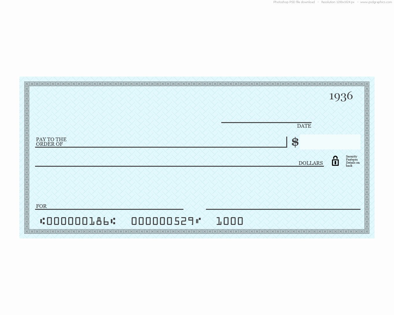 Chase Bank Check Template Unique Blue Check Psd Template