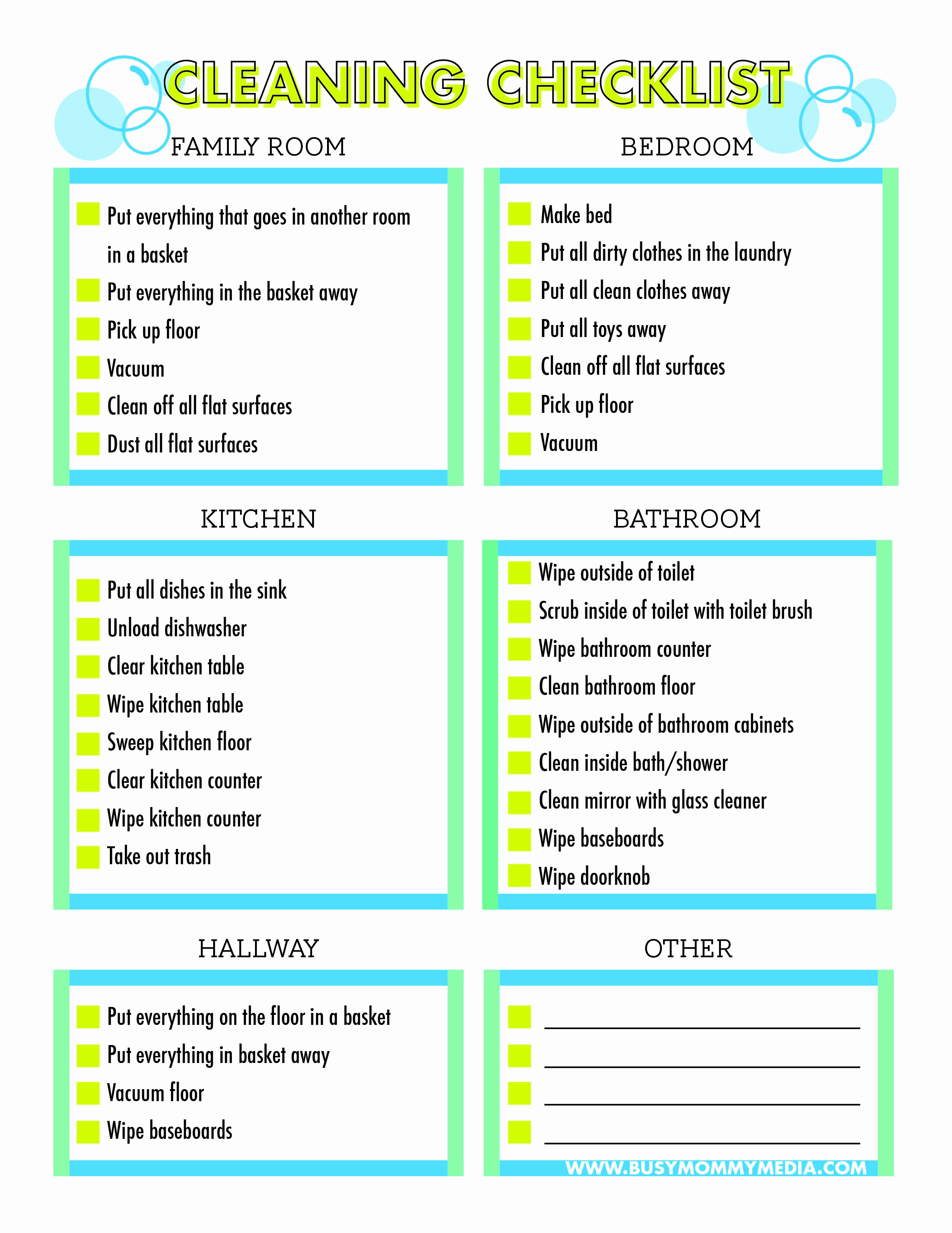 Check Off List Template Best Of Free Printable Cleaning Checklist for Kids