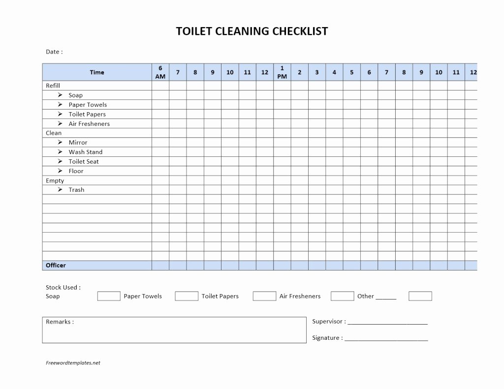 Check Off List Template Fresh toilet Cleaning Checklist