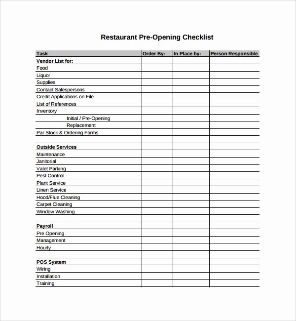 Check Off List Template Inspirational 14 Restaurant Checklist Templates to Download