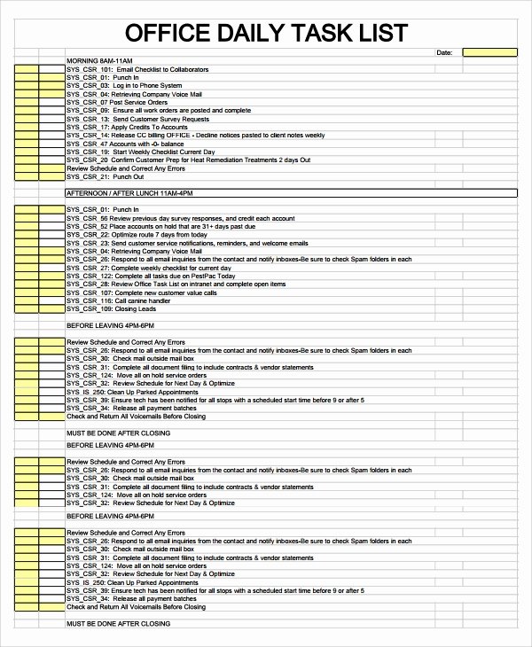 Check Off List Template Luxury 14 Sample Daily Checklist Templates