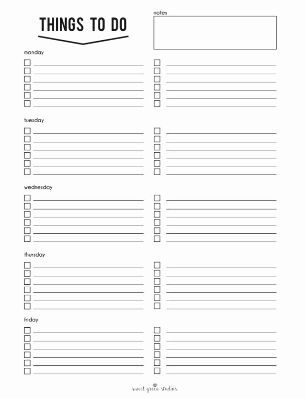 Check Off List Template Unique Free Printable Weekly Checklist for the Work Week From