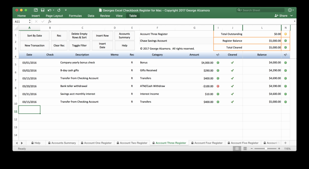 Checkbook Register Template for Mac Best Of Checkbook software for Mac In Excel Spreadsheet