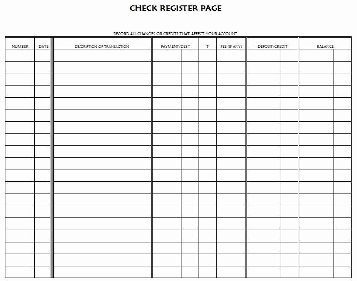 Checking Account Balance Sheet Template Fresh Blank Checkbook Register