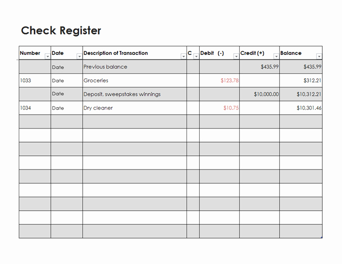 Checking Account Balance Sheet Template Fresh Check Register Simple Design