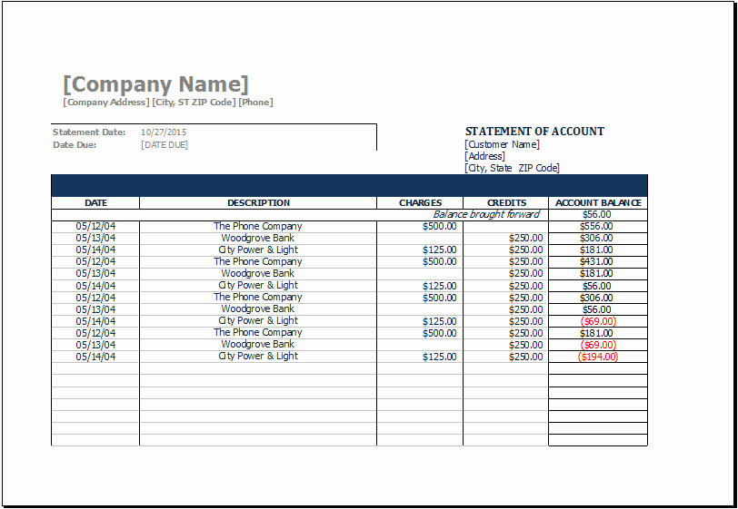 Checking Account Balance Sheet Template Unique Ms Excel Printable Statement Of Account Template