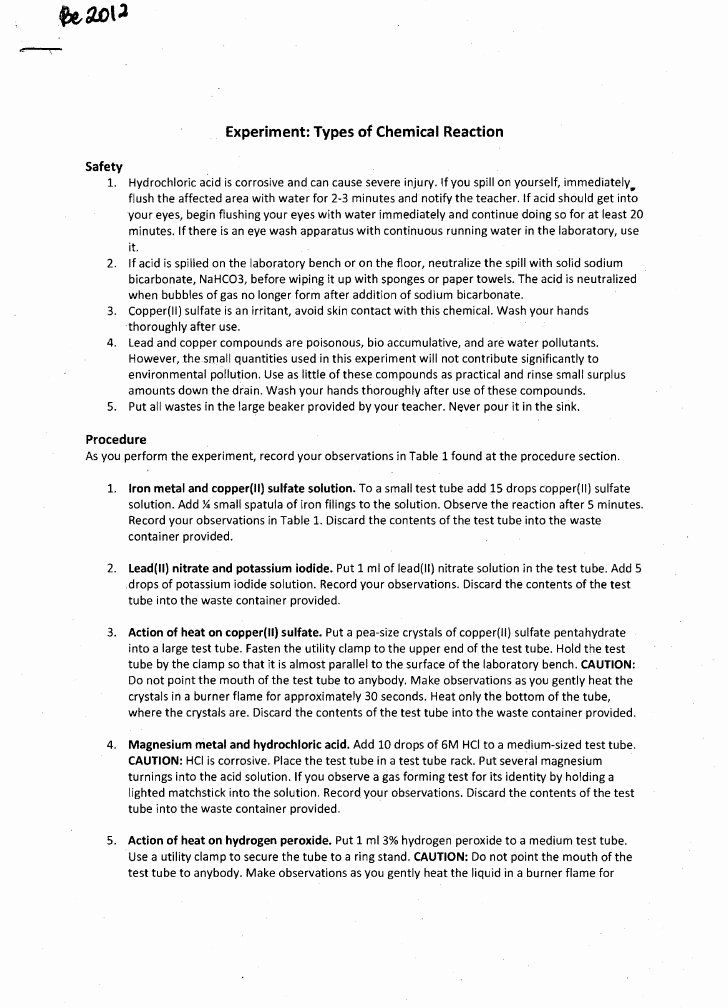 Chemistry Lab Report Template Awesome Chemistry Lab Report format Sample