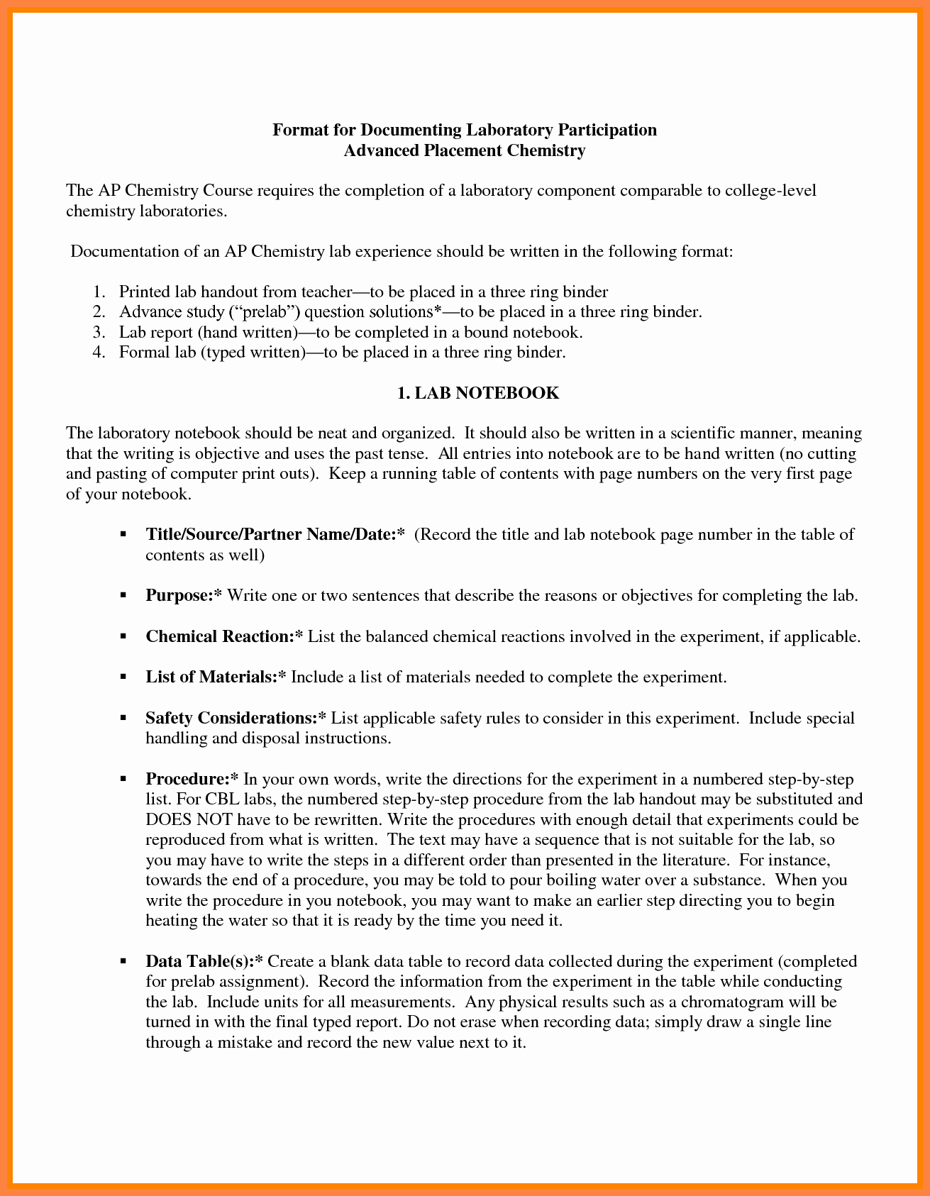 Chemistry Lab Report Template Elegant 6 High School Chemistry Lab Report Template