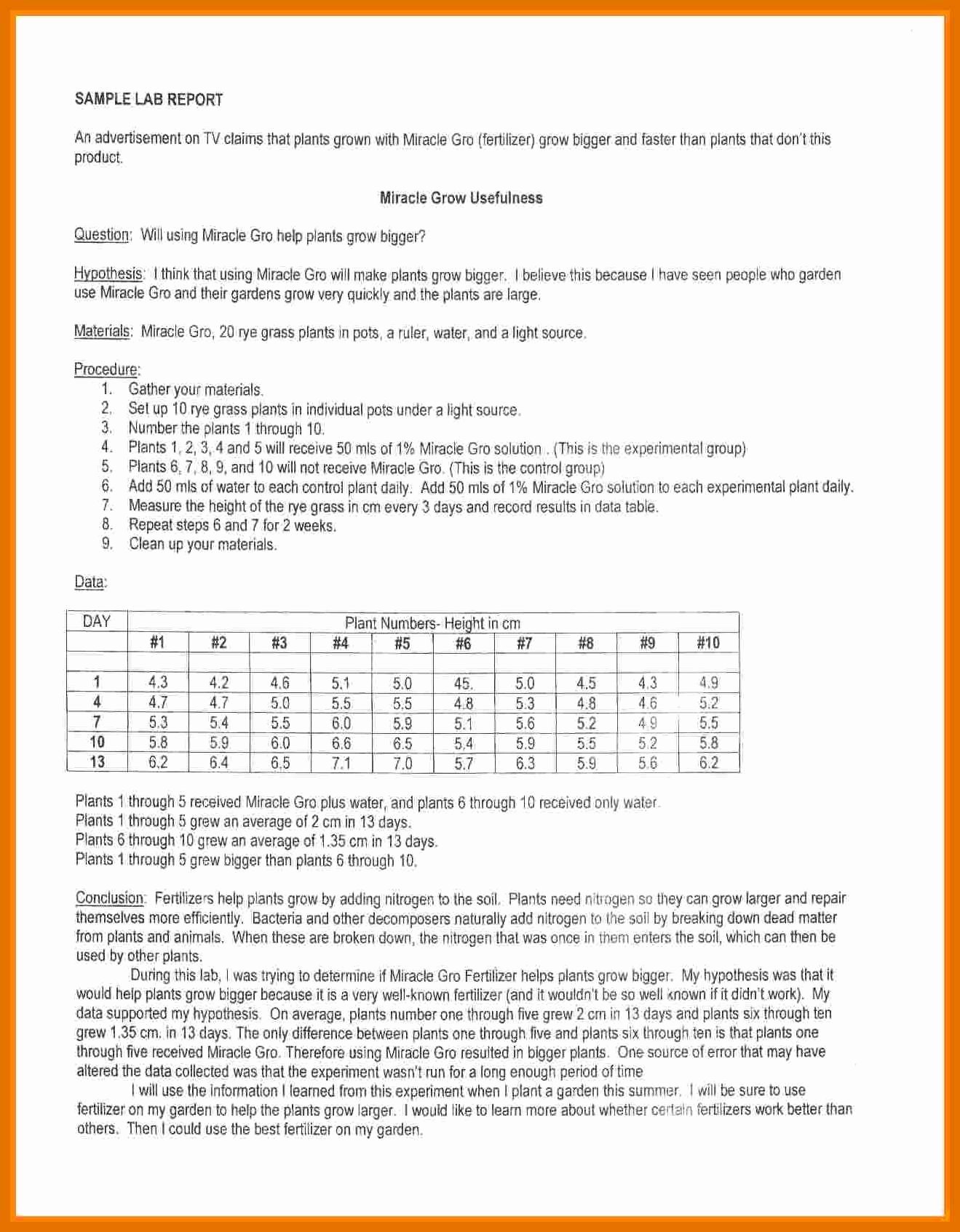 Chemistry Lab Report Template Fresh 7 8 Lab Report Example