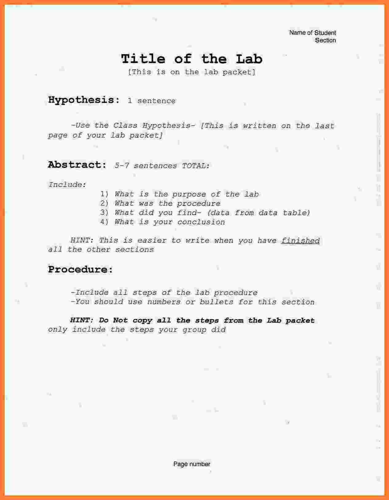 Chemistry Lab Report Template Fresh 8 formal Lab Report Example