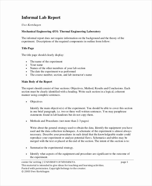 Chemistry Lab Report Template Inspirational 9 Lab Report Templates Free Sample Example format