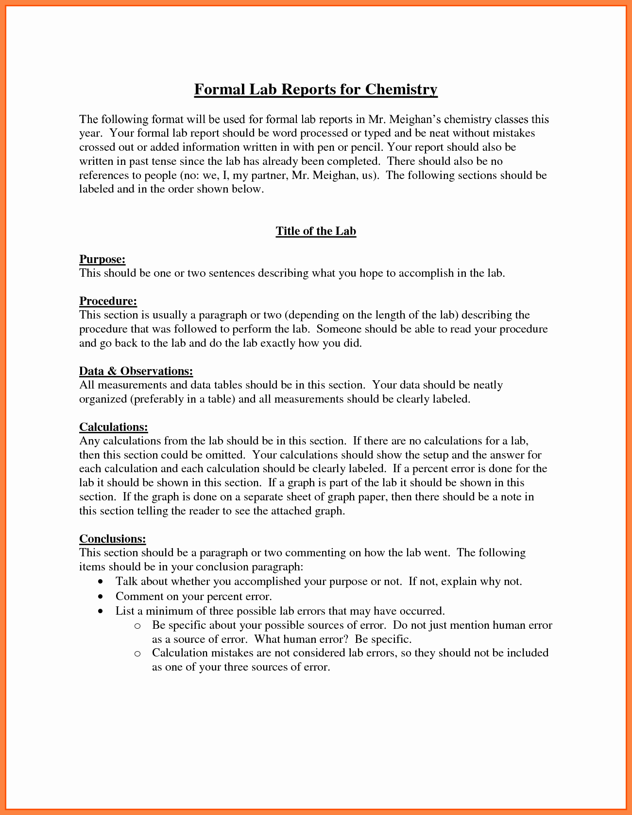 Chemistry Lab Report Template New 9 Chemistry Lab Report Example