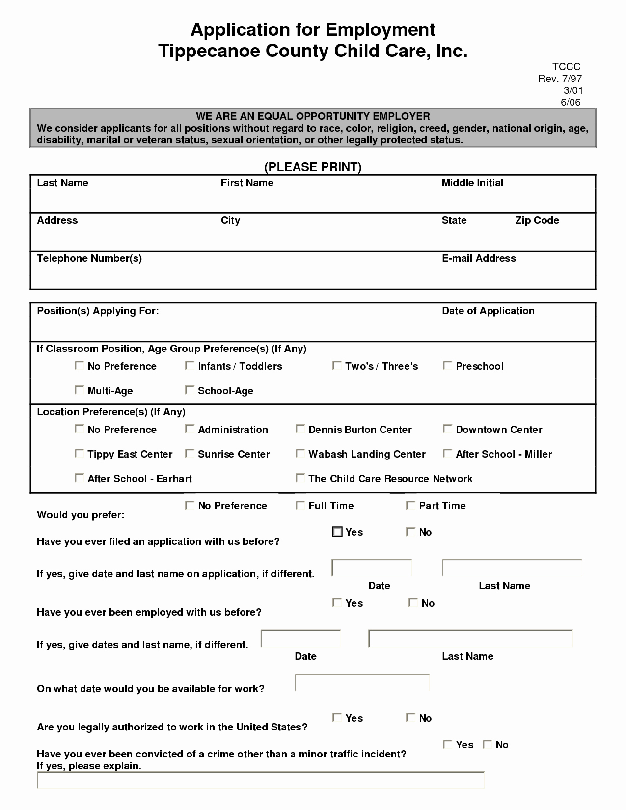 Child Care Application Template Best Of Child Care Employment Application Template Google Search