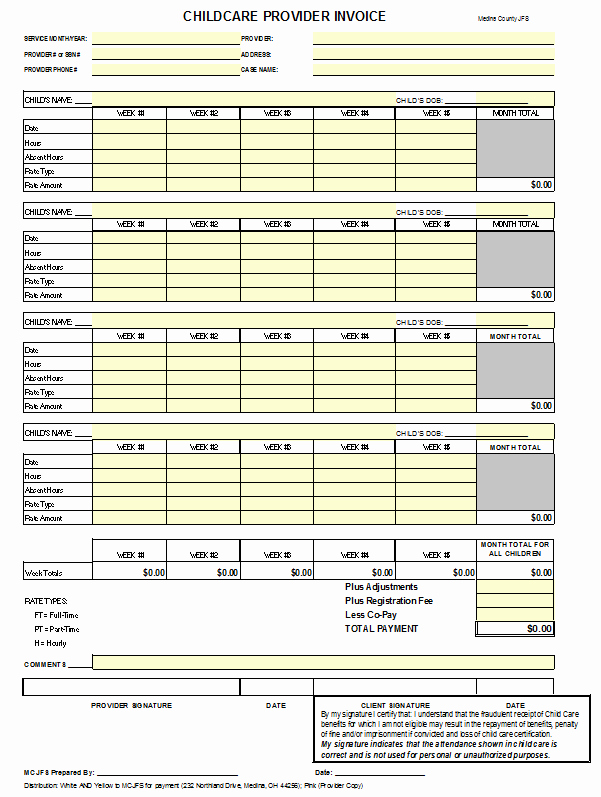 Child Care Application Template Elegant 27 Day Care Invoice Template Collection Demplates