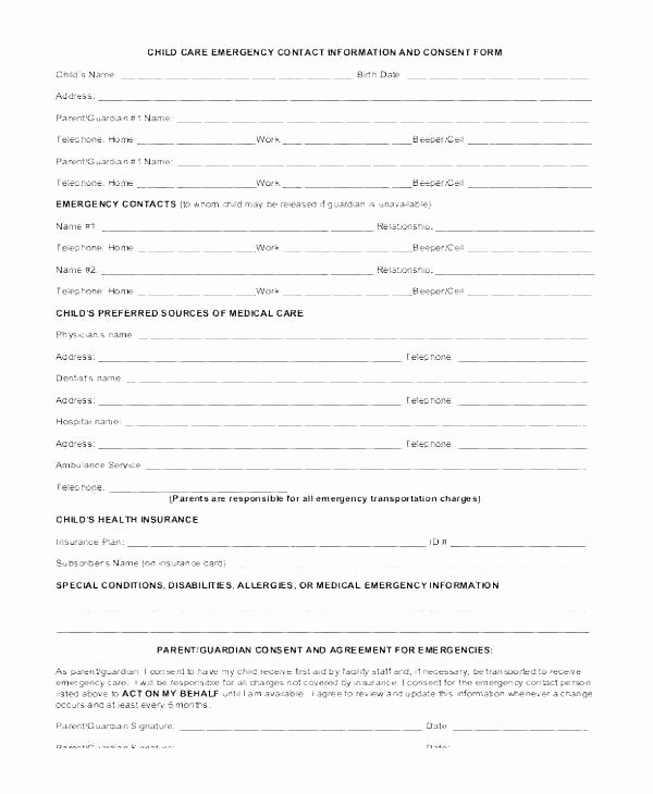 Child Care Application Template Fresh Daycare Registration form Template