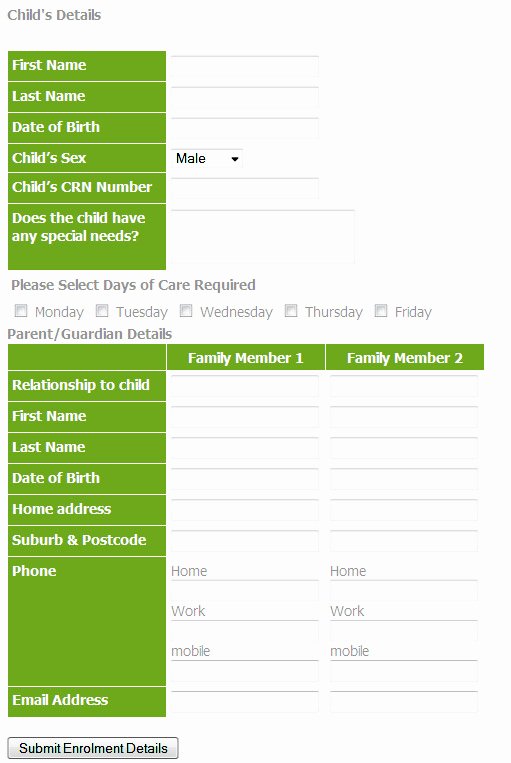 Child Care Application Template Inspirational Pin Child Enrollment form On Pinterest