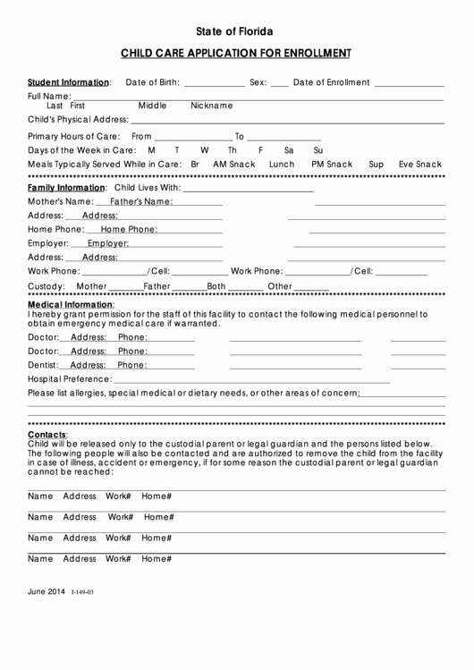 Child Care Application Template Luxury top 24 Child Care Application form Templates Free to
