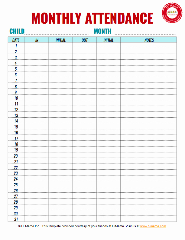 Child Care Sign In Sheet Template Beautiful Himama Daycare Sign In Sheet Template Child Care