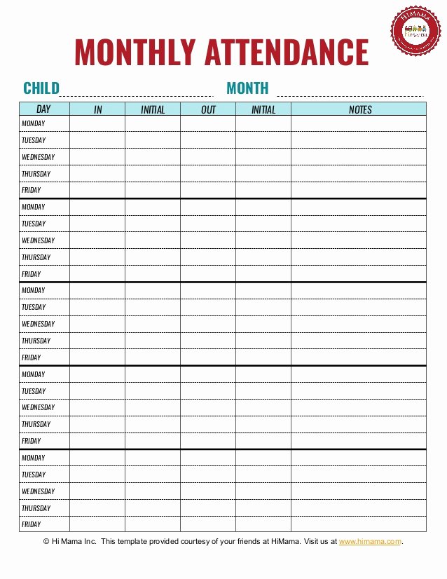 Child Care Sign In Sheet Template Inspirational Daycare Sign In Sheet Template Monthly