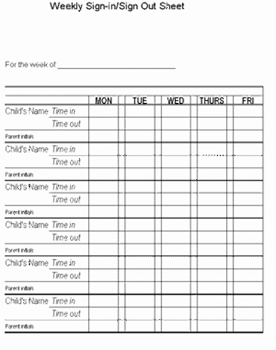 Child Care Sign In Sheet Template Inspirational Sign In Out forms