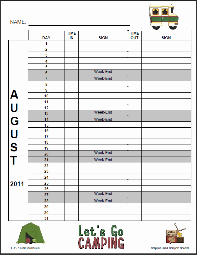 Child Care Sign In Sheet Template Luxury 1 2 3 Learn Curriculum August and September Sign In